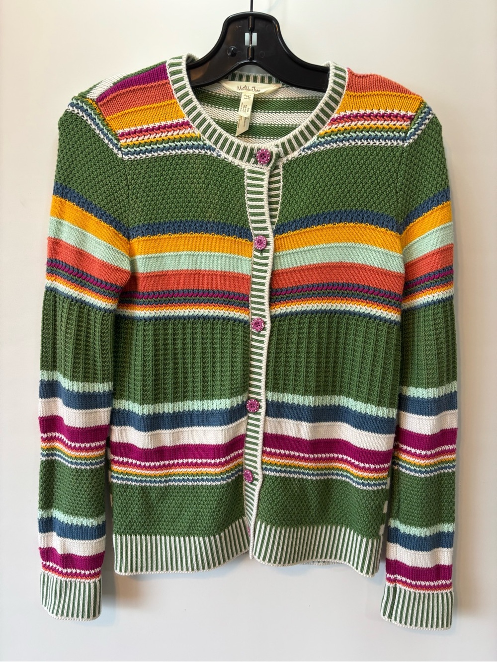 Matilda Jane kids (fits lady xsmall) Olive Green Striped Knit Cardigan